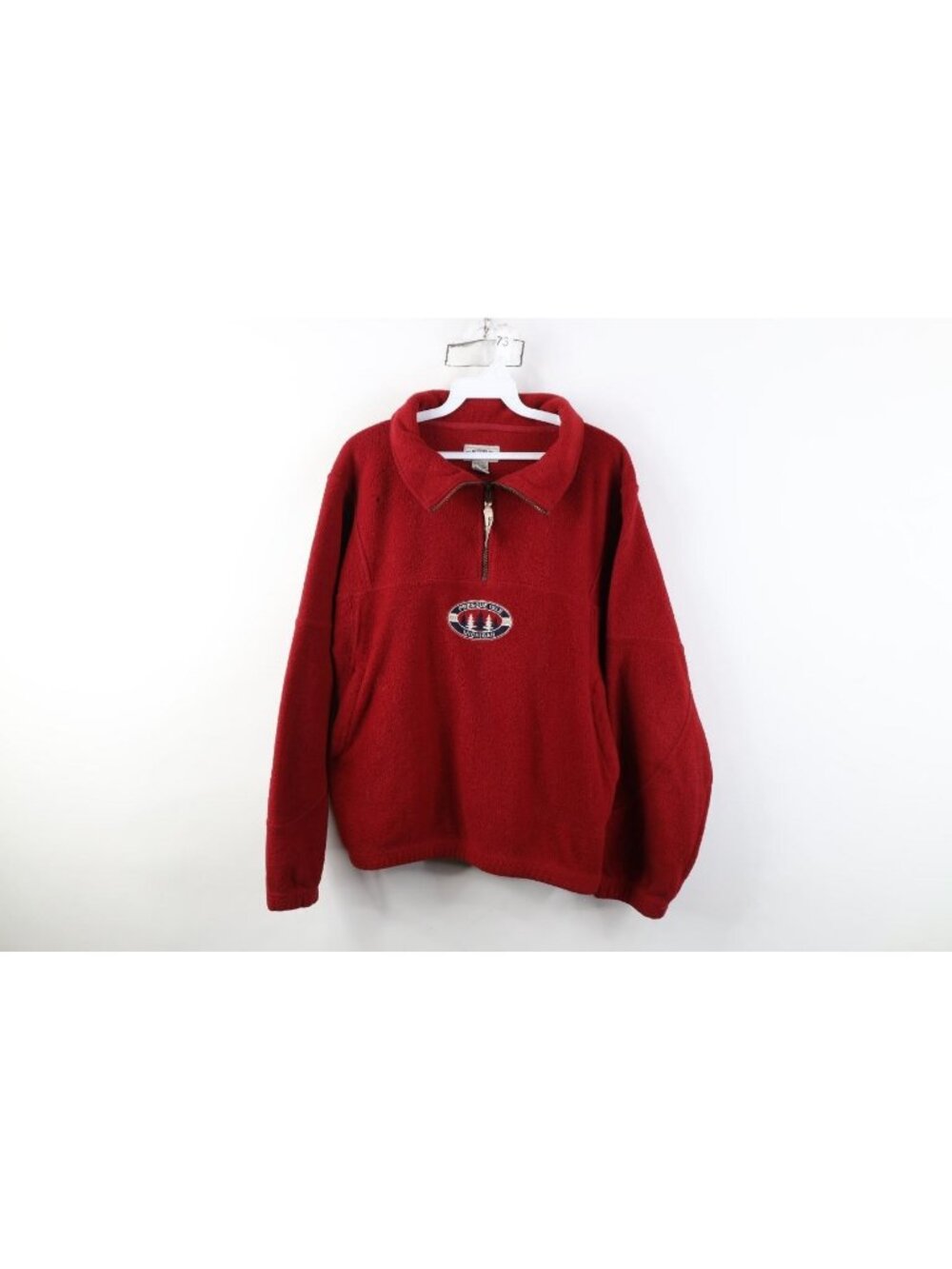 Vintage 90s Womens Petite Small Presque Isle Michigan 1/4 Zip Fleece Sweater Red